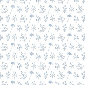 Ditsy Floral Wildflower White and Blue