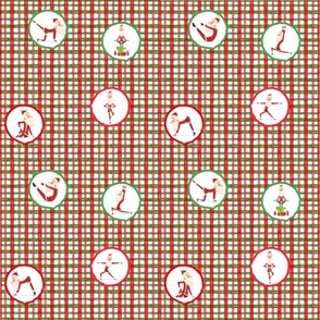 Santa Yoga Posing Positions Green and Red Happy Holidays Merry Christmas