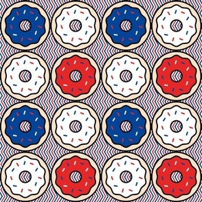 USA Donuts America Fun Colorful Red White and Blue