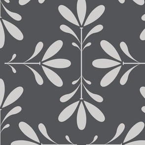 Floral Burst in white grey charcoal - medium