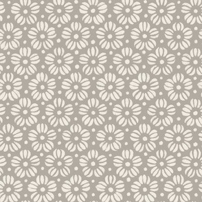 Little Flowers | Creamy White, Cloudy Silver | Hand Drawn Tight Blender Floral