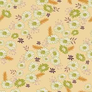 Jumbo // Daisy Fields: Wildflowers, Leaves, Vines - Sunlight Yellow