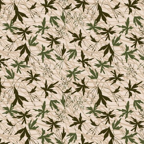 green leaves on beige by rysunki_malunki