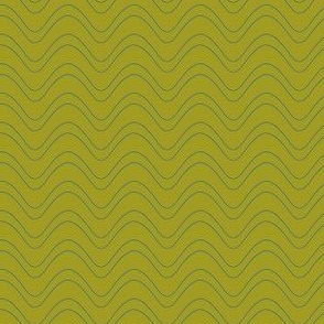 Small // Wandering Rivers: Wavy Horizontal Stripes - Pear Liqueur Green