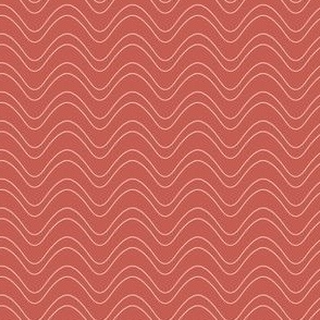 Small // Wandering Rivers: Wavy Horizontal Stripes - Burnt Sienna Red