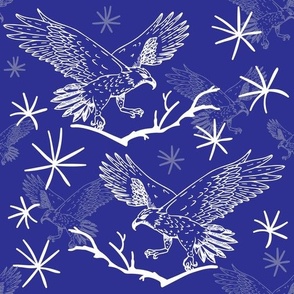 Dark cobalt blue, grey and white eagles
