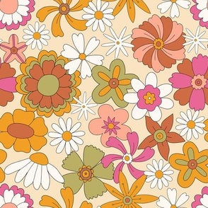 Colorful flowers in retro style