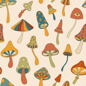 Groovy retro mushrooms