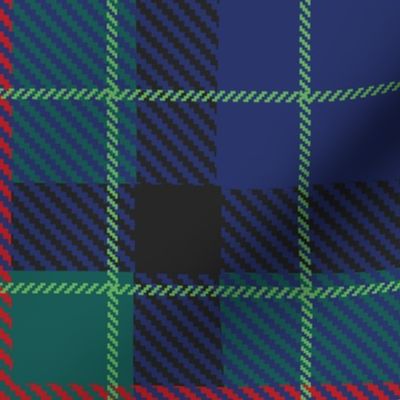 noble and elegant tartan / plaid in green and royal blue - large scale