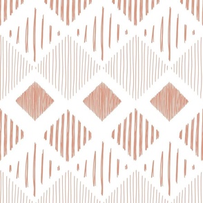 abstract boho casual fringe - light terracotta lozenge on white - boho southwestern wallpaper