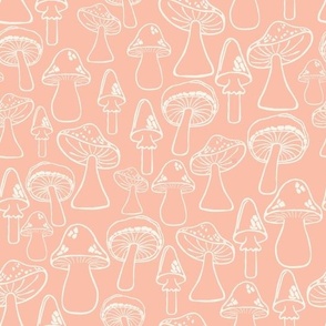 Medium//Mushroom Medley, Whimsical Line Drawing//Russula Pink