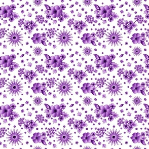 6" SMALL Vintage Purple TOILE Floral