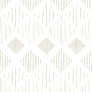 abstract boho casual fringe - beige lozenge on white - boho southwestern wallpaper