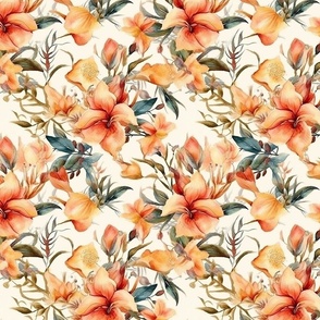 Enigmatic Tropics: Vibrant Orange Lily Floral Background (83)