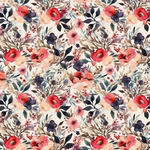 Colorful Watercolor Flowers: Luxurious Drapery and Traditional Pattern (91)