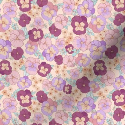 Pansy pattern purple Retro- Small 6"x6"