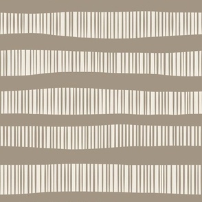 Wonky Striped Stripes _ Creamy White_ Khaki Brown _ Geometric