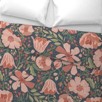 Victorian Floral Green and Blush Jumbo