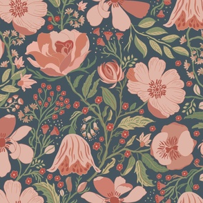 Victorian Floral Green and Blush Jumbo