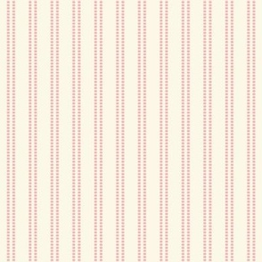 Seeded Stripe: Medium Pink & Cream Thin Stripe, Beaded Stripe