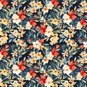 Luminous Blooms: Timeless Floral Beauty on Navy (114)