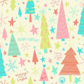 Merry and Bright Pastel Christmas Trees