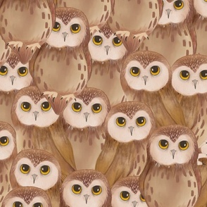 Majestic Nocturnal whet owls| quirky Woodland animals| brown
