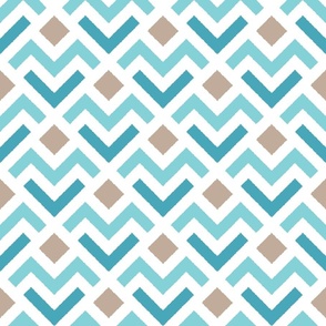 Geometric chevron arrows - Turquoise, brown, white - Medium