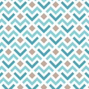 Geometric chevron arrows - Turquoise, brown, white - Small