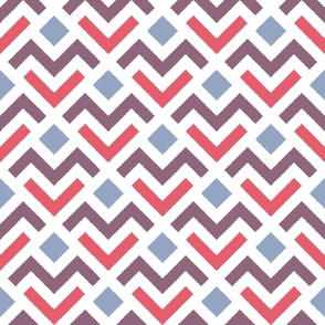 Geometric chevron arrows - Plum, magenta, blue, white - Medium