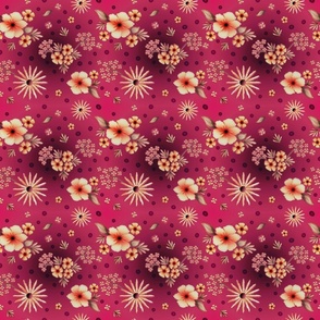 6" SMALL Vintage Cranberry ombre floral