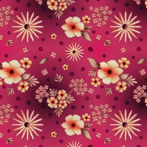 12" Vintage Cranberry ombre floral