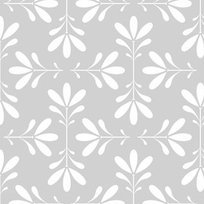 Floral Burst in white and grey - small