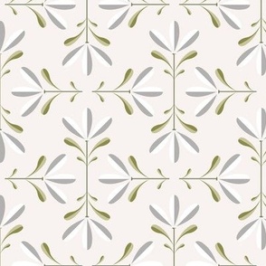 Floral Burst in grey white jade green - small