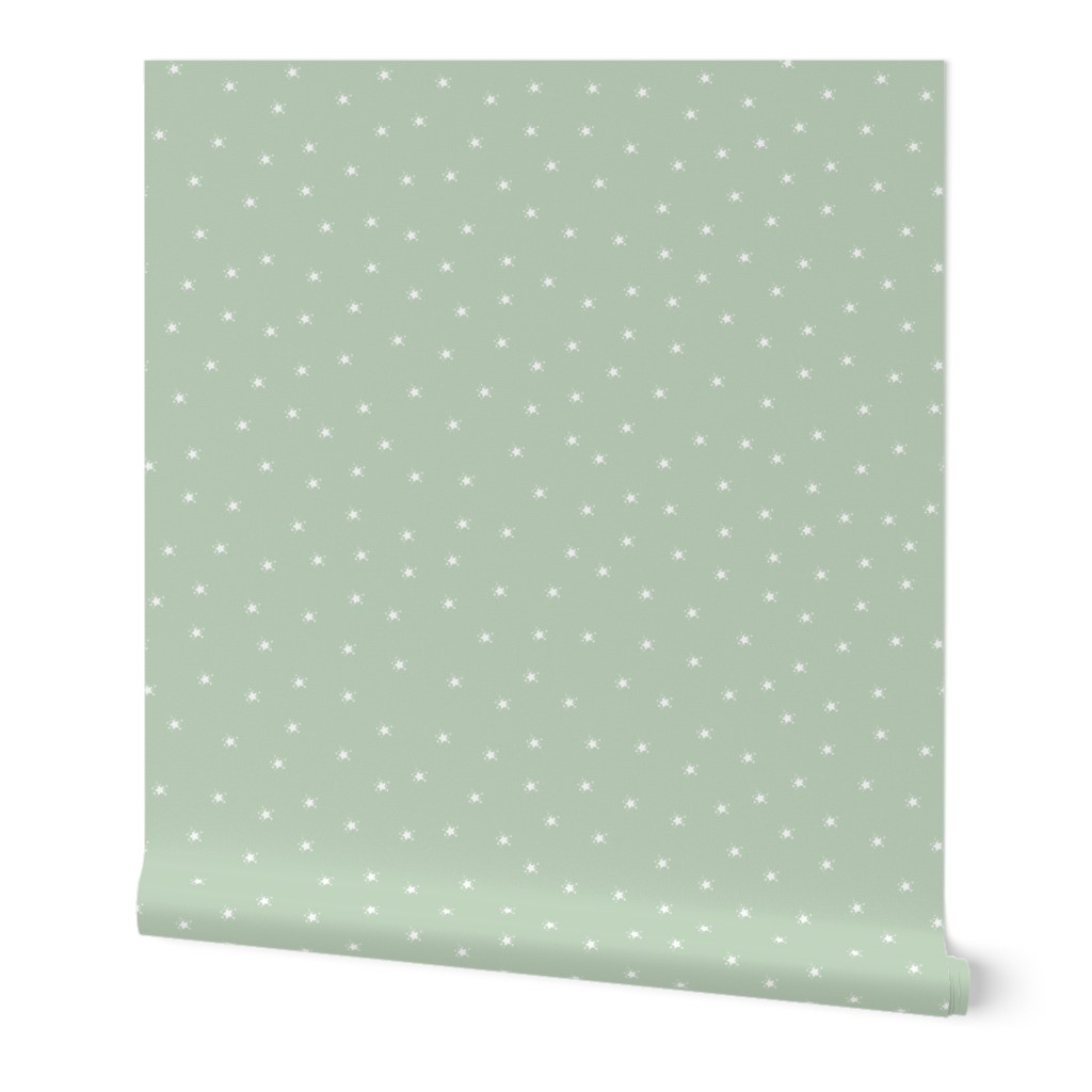 off white stars on light mint sage green