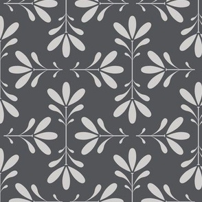 Floral Burst in white grey charcoal - small