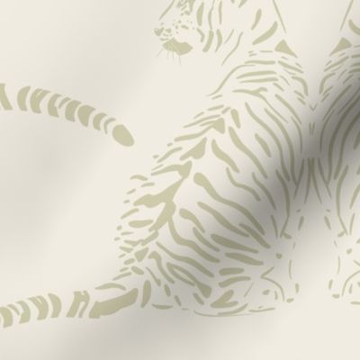 baby tiger_creamy white, thistle green_baby jungle animal nursery