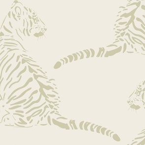 baby tiger_creamy white, thistle green_baby jungle animal nursery