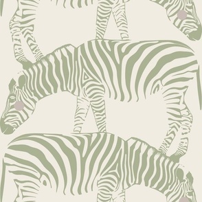 baby zebra_creamy white, light sage green, silver rust blush_baby animal wild safari  nursery
