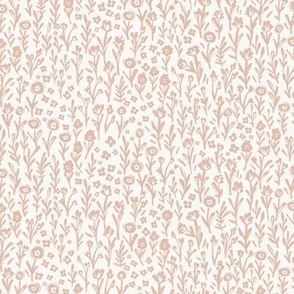 Vintage Flower Fields - Muted Rose Pink on Ivory Ground
