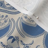 Floral medaillon and chickadee-toile