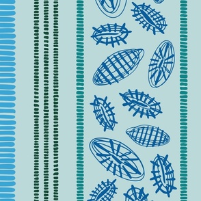 Salty Summer Ocean Shells Vertical Stripe | Extra Large | Tropical Light Blue