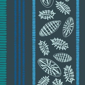 Salty Summer Ocean Shells Vertical Stripe | Extra Large | Midnight Navy Blue