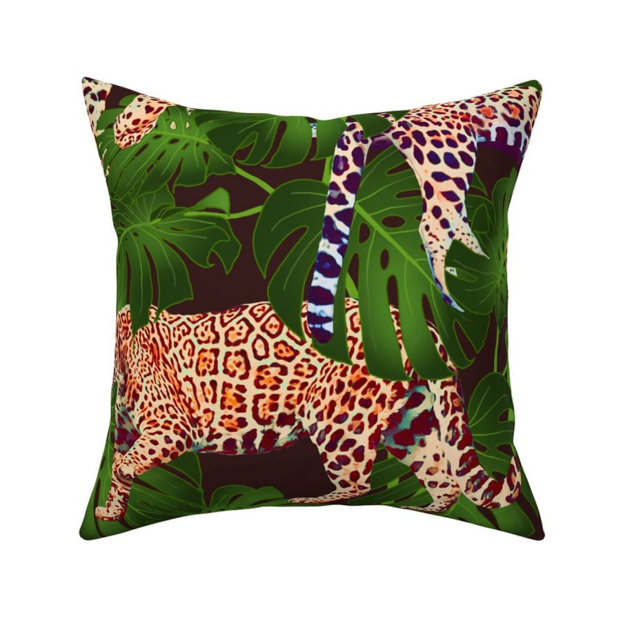 Panthera Monstera - Noche Fabric | Spoonflower