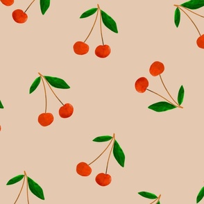 Summer fruit - Watercolor cherry peach L