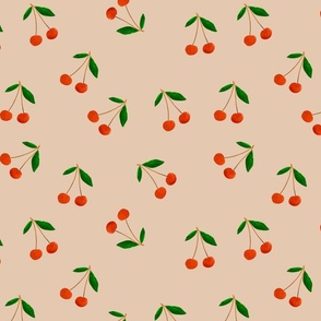 Summer fruit - Watercolor cherry peach M