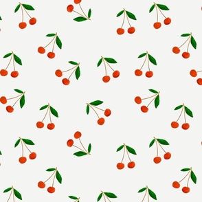 Summer fruit - Watercolor cherry white M