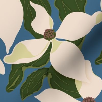 Blooming Dogwood on French Blue