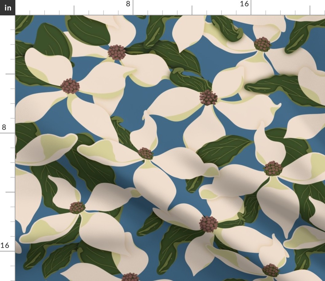 Blooming Dogwood on French Blue