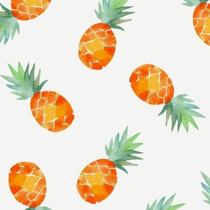 Summer fruit - Watercolor Pineapples white L
